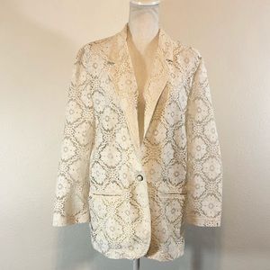 EUC Vintage 80’s cream lace blazer S